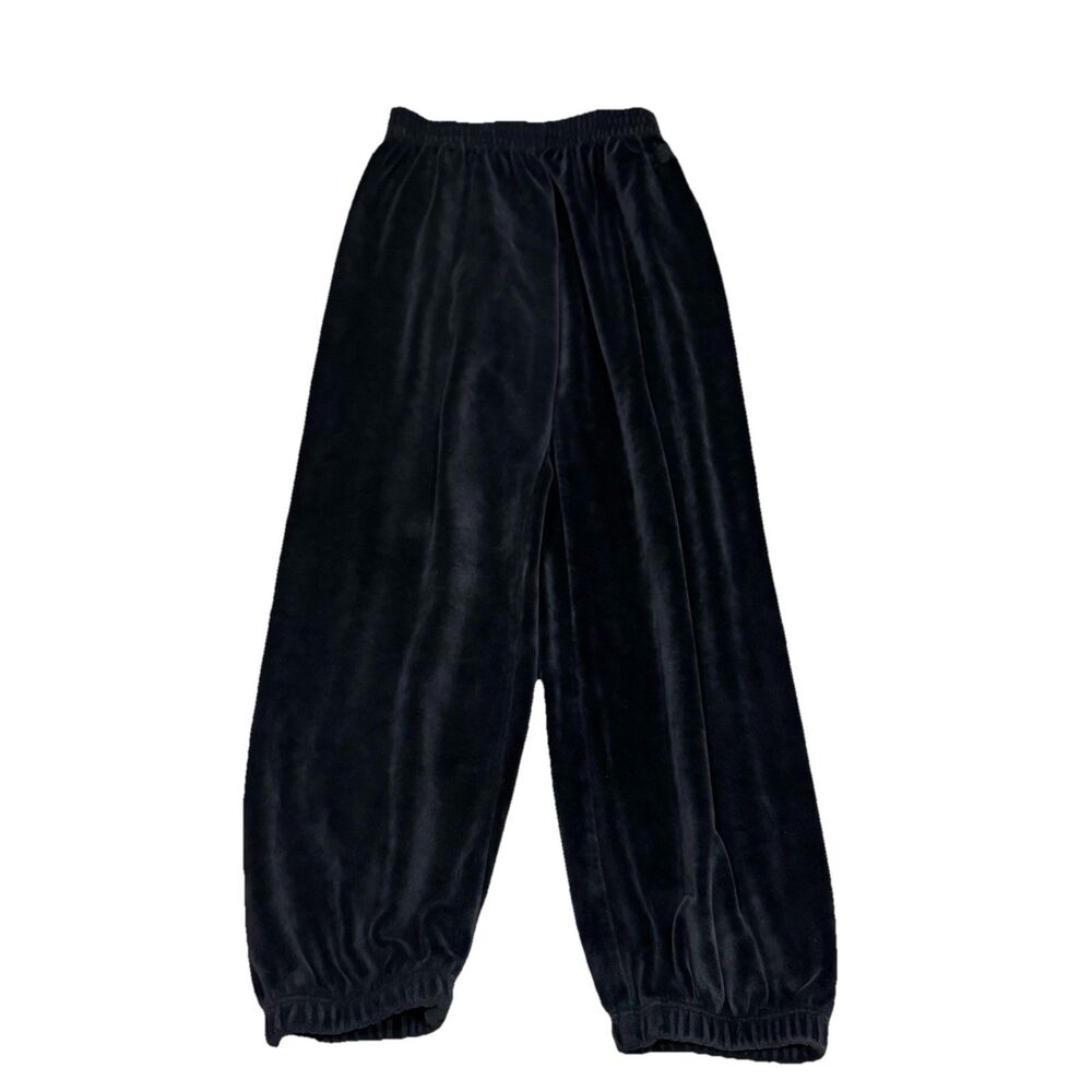 PINK Victoria’s Secret Black Velour Jogger Pants Womens XS Lounge Y2K